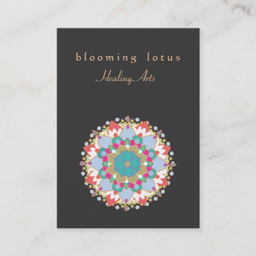 Customizable Colorful Lotus Flower Mandala Healing Arts Business Card Templates