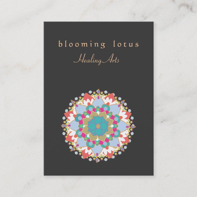 Colorful Lotus Flower  Mandala Healing Arts Business Card (Front)