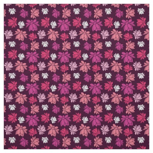 Colorful Lotus Flower Pattern on Purple Background Fabric