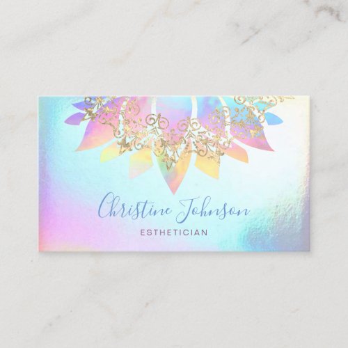 colorful lotus flower skincare FAUX iridescence Business Card