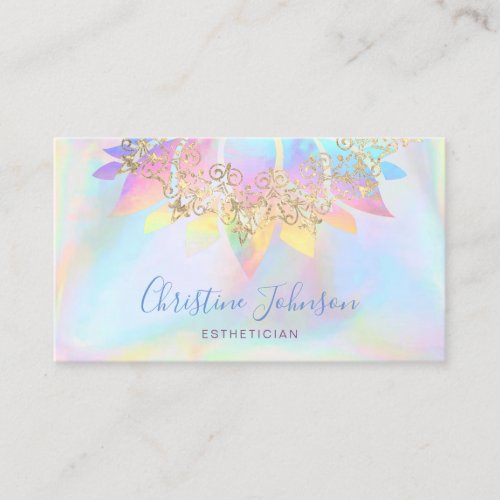  colorful lotus flower skincare FAUX iridescence Business Card