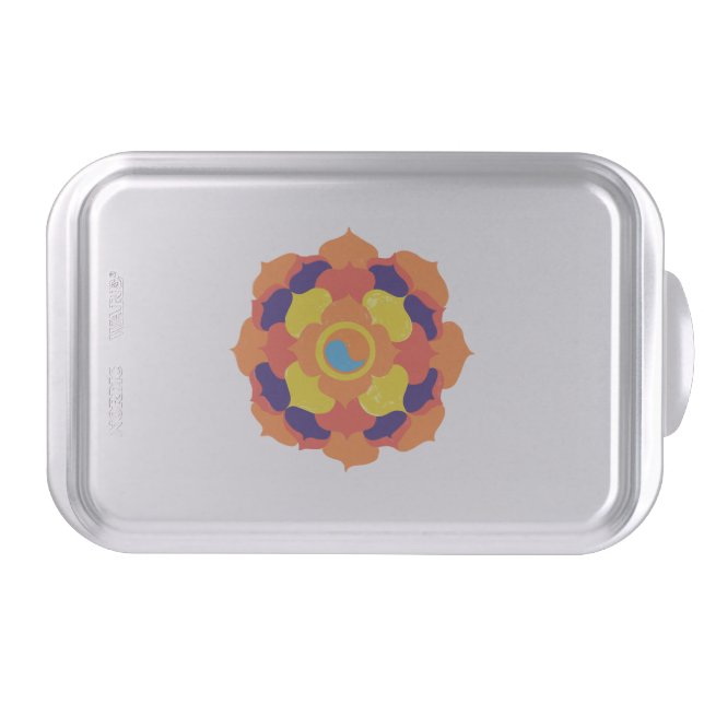 Colorful Lotus Flower Yin & Yang Mandala    Cake Pan (Front)