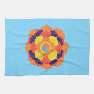 Colorful Lotus Flower Yin & Yang Mandala    Kitchen Towel