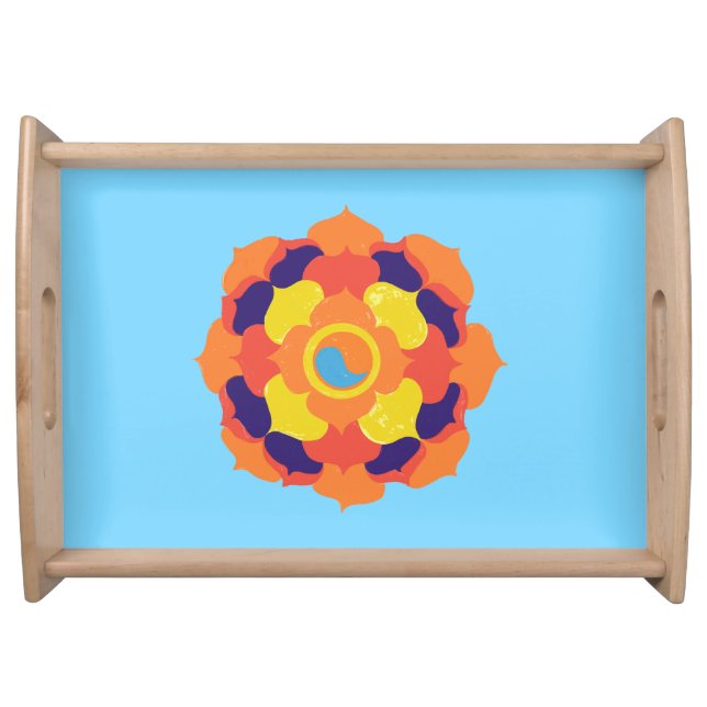 Colorful Lotus Flower Yin & Yang Mandala    Serving Tray (Front)