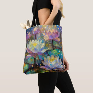 Colorful Lotus Flowers Blossoming in the Snow Tote Bag