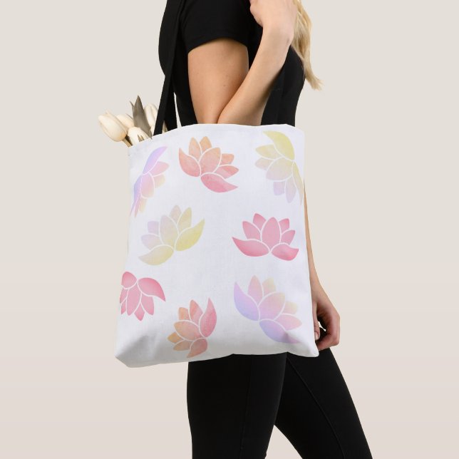 Colorful lotus flowers tote bag (Close Up)