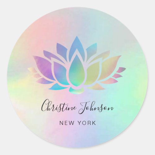 colorful lotus logo on pastel colors classic round sticker