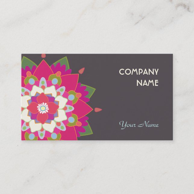 Colorful Lotus Mandala Health and Wellness Business Card (Front)