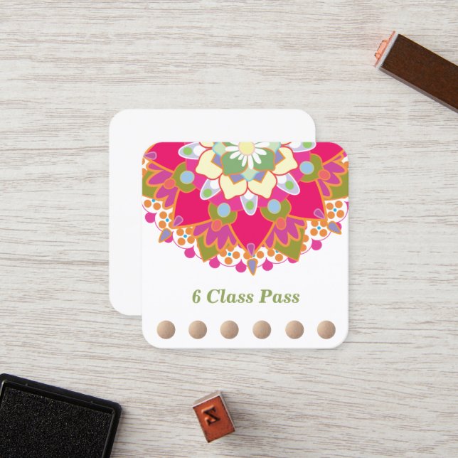 Colorful Lotus Yoga 6 Class Punch Loyalty (Front/Back In Situ)