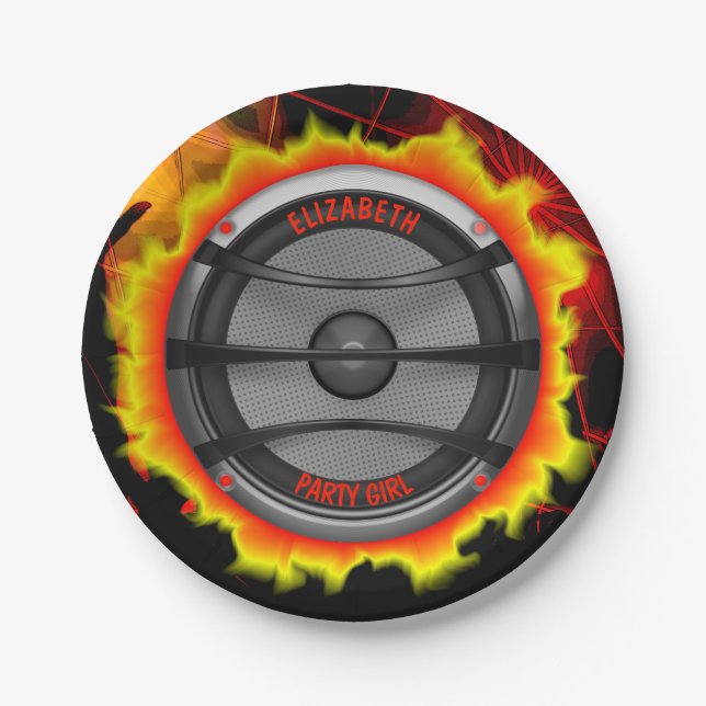 Colorful Loud Music Speaker Dancing Party Paper Plates (Front)