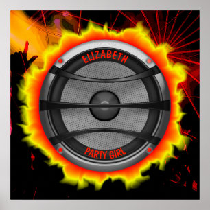 Colorful Loud Music Speaker Dancing Party Poster