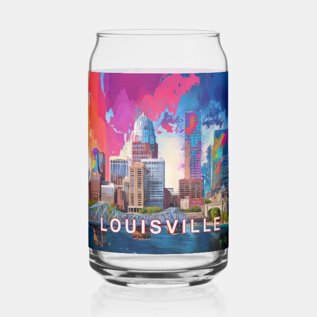 Colorful Louisville Skyline Can Glass (Back)