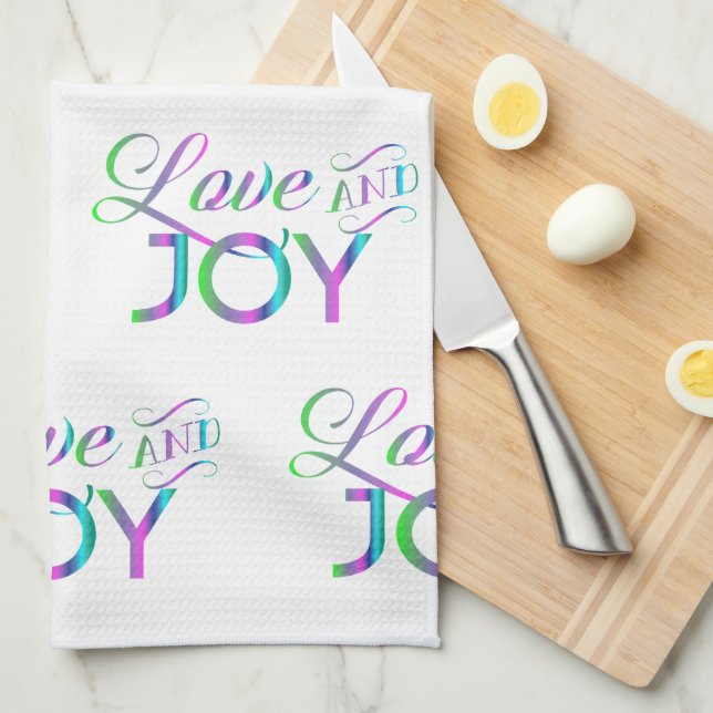 Colorful Love And Joy Kitchen Towel (Quarter Fold)