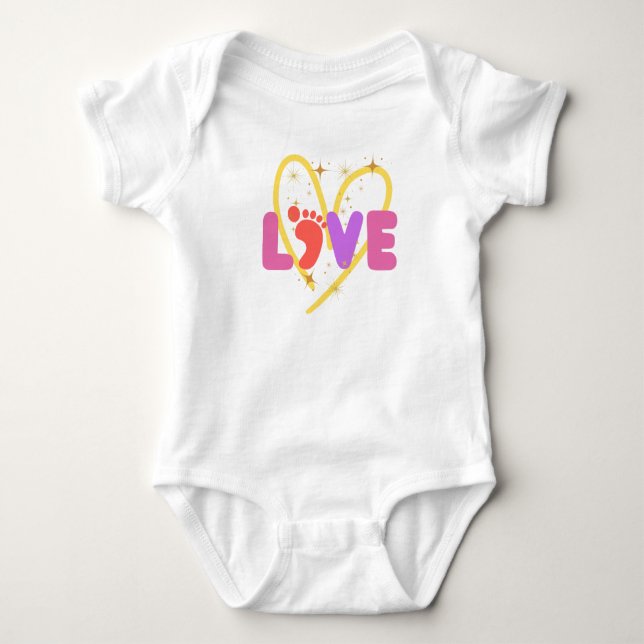 Colorful Love Baby T-Shirt with Heart Baby Bodysuit (Front)