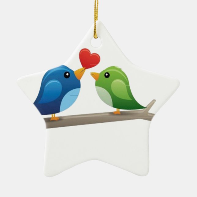 Colorful love birds ceramic ornament (Front)