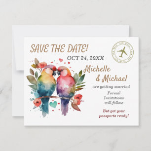 Colorful Love Birds, Save the Date  Note Card