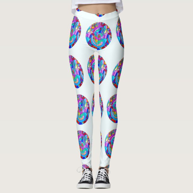 colorful love circles leggings (Front)