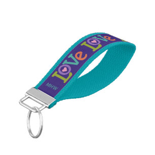Colorful Love custom monogram wrist key chain