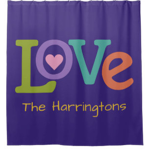 Colorful Love custom name shower curtain