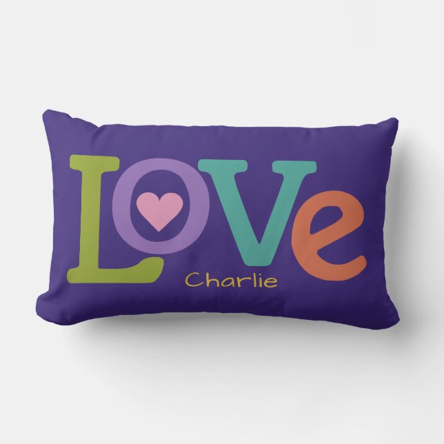 Colorful Love custom name throw pillows (Front)