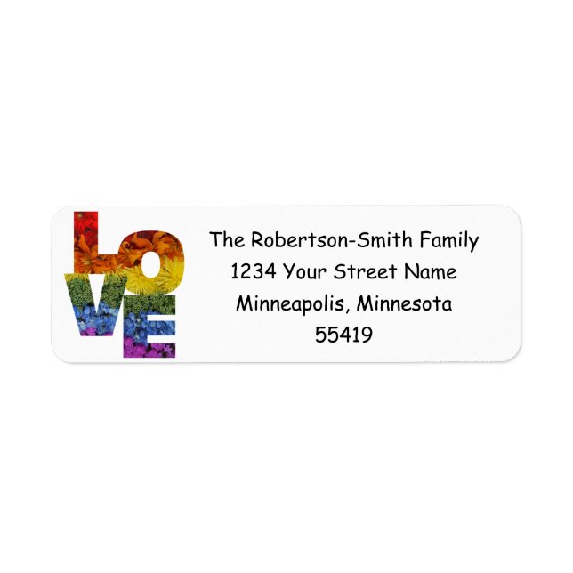 Colorful Love Flowers Address Labels (Front)
