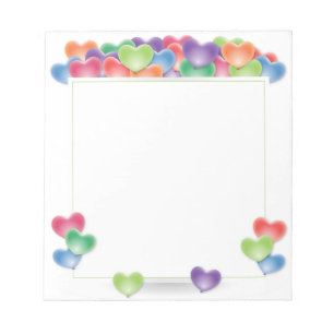Colorful Love Heart Balloons Frame Notepad