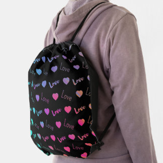 Colorful • Love • Heart • Cute • Girly • Pattern • Drawstring Bag