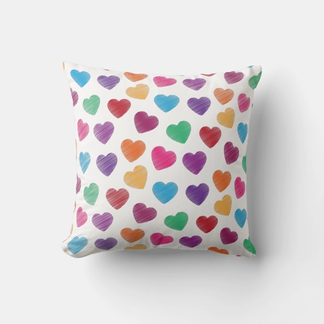 Colorful Love Heart Pattern Valentine's Day Throw Pillow (Front)