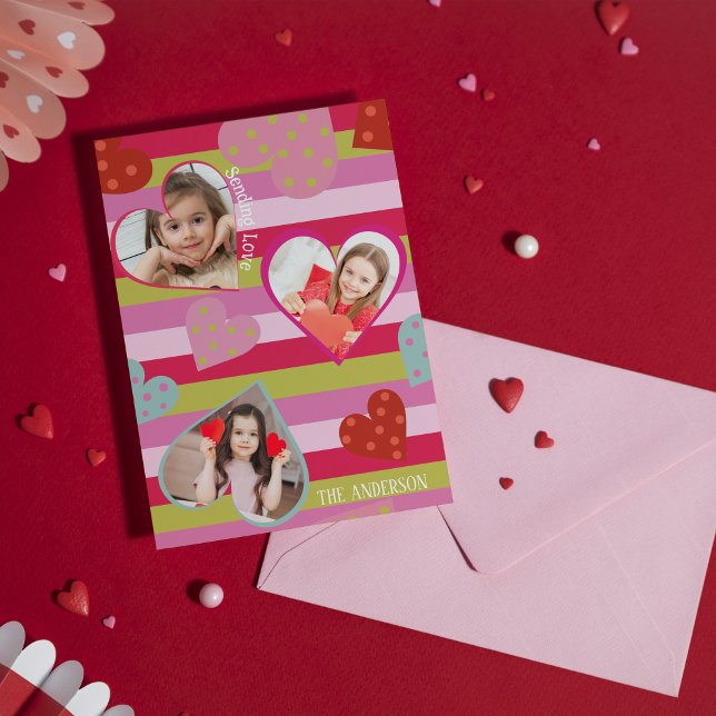 Colorful Love Heart Photos Valentines Day  Holiday Card (Creator Uploaded)
