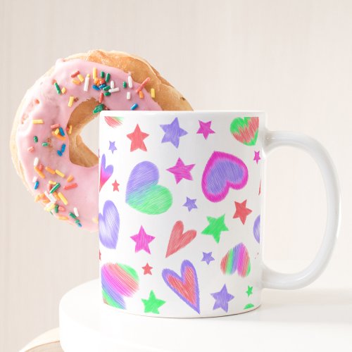 Colorful Love Heart Romantic Girly Pattern Modern Coffee Mug