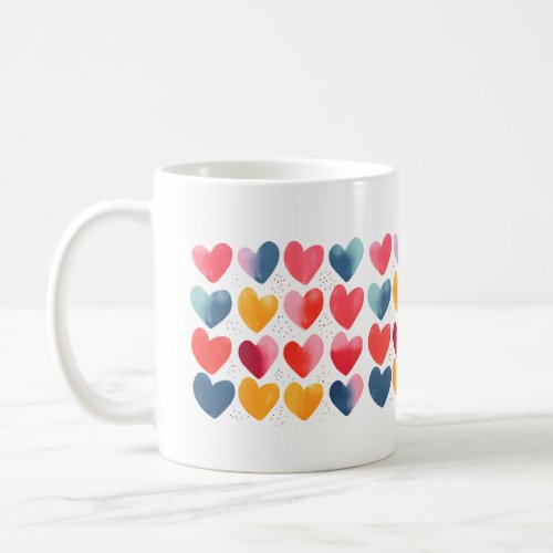 Colorful love hearts mug