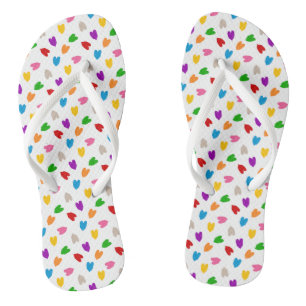 Colorful Love Hearts Pattern Design White Flip Flops