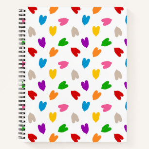 Colorful Love Hearts Pattern Design White Notebook
