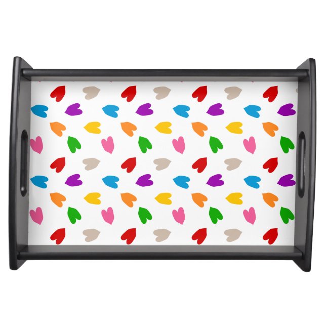 Colorful Love Hearts Pattern Design White  Serving Tray (Front)