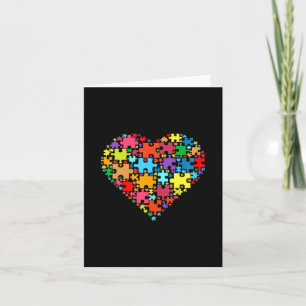 Colorful Love Hearts Shape - Puzzle Autism Awarene Card