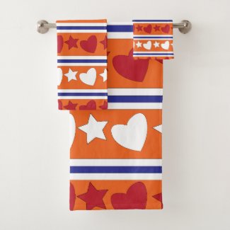 Colorful Love Hearts Star Stripes Pattern