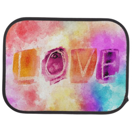 Colorful Love in Watercolor Car Floor Mat