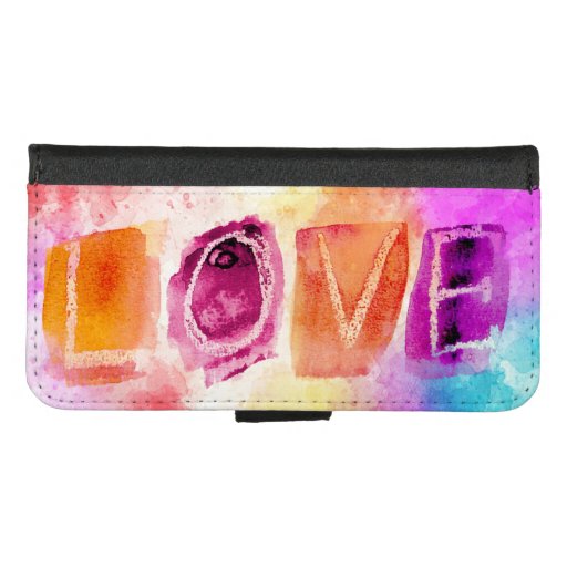 Colorful Love in Watercolor iPhone 8/7 Wallet Case