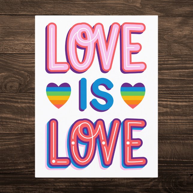 Colorful Love Is Love Pride Postcard (Creator Uploaded)