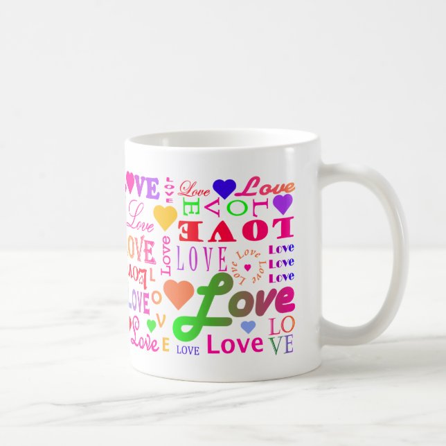 Colorful Love Love Love Love Love Love Love Mug (Right)