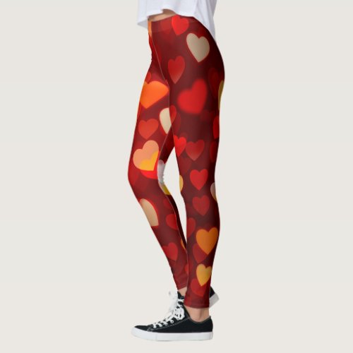 Colorful Love of Hearts Valentines Day Leggings