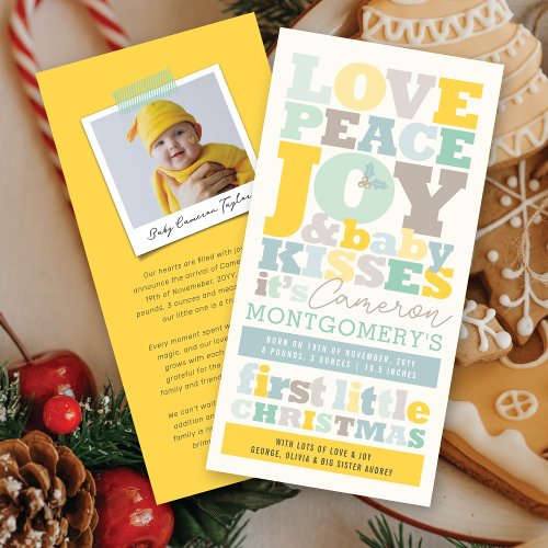 Colorful Love Peace Joy And Baby Kisses Letters Holiday Card