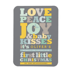 Colorful Love Peace Joy And Baby Kisses Letters Magnet