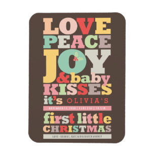 Colorful Love Peace Joy And Baby Kisses Letters Magnet