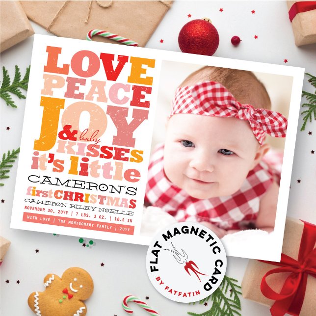 Colorful Love Peace Joy And Baby Kisses Photo Card (Creator Uploaded)
