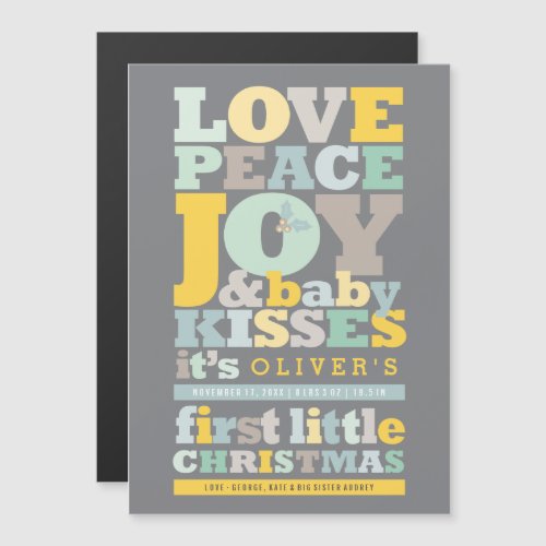 Colorful Love Peace Joy Holiday Birth Announcement