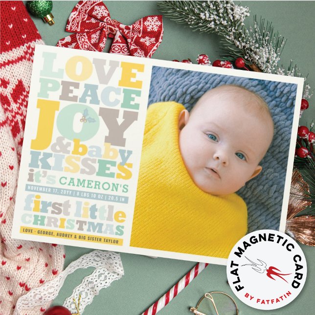 Colorful Love Peace Joy Holiday Birth Announcement (Creator Uploaded)