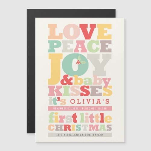 Colorful Love Peace Joy Holiday Birth Announcement