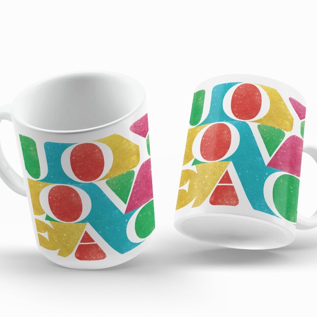 colorful LOVE PEACE JOY photo frame Coffee Mug (Creator Uploaded)