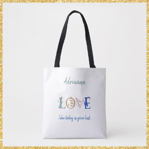 Colorful Love Quote Decorative Tote Bag